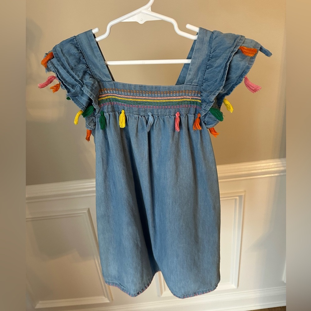 Mud Pie Denim Rainbow Tassel Dress size 5T - Picture 9 of 10